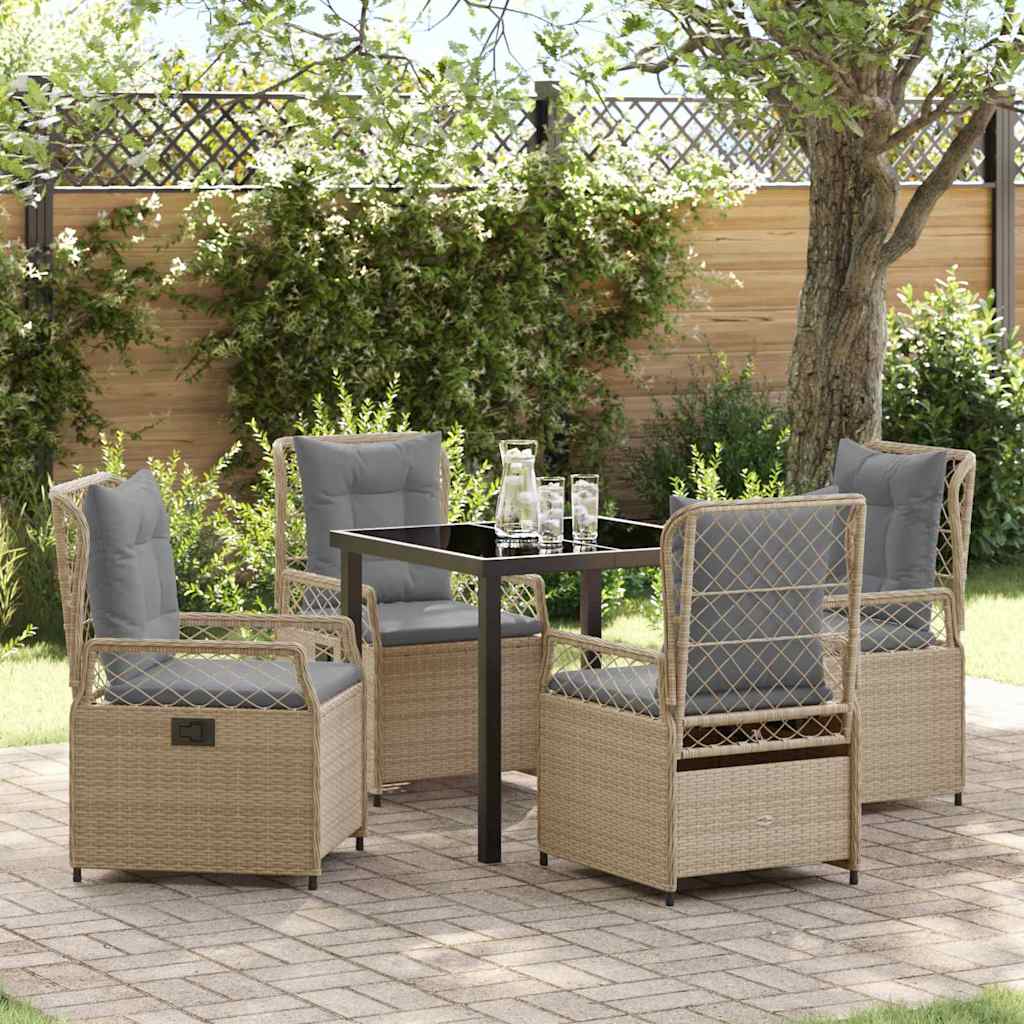 Set da Pranzo per Giardino 5 pcs Beige polyrattan - homemem39