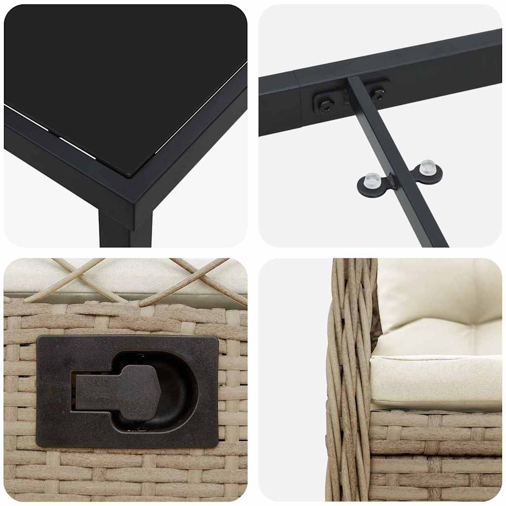 Set da Pranzo per Giardino 3 pcs Beige polyrattan - homemem39