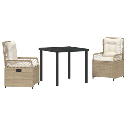 Set da Pranzo per Giardino 3 pcs Beige polyrattan - homemem39