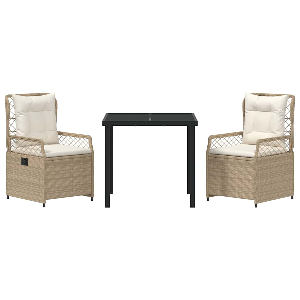 Set da Pranzo per Giardino 3 pcs Beige polyrattan - homemem39