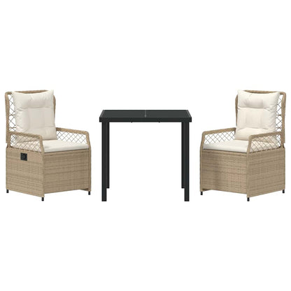 Set da Pranzo per Giardino 3 pcs Beige polyrattan - homemem39