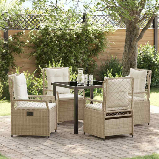 Set da Pranzo per Giardino 5 pcs Beige polyrattan - homemem39
