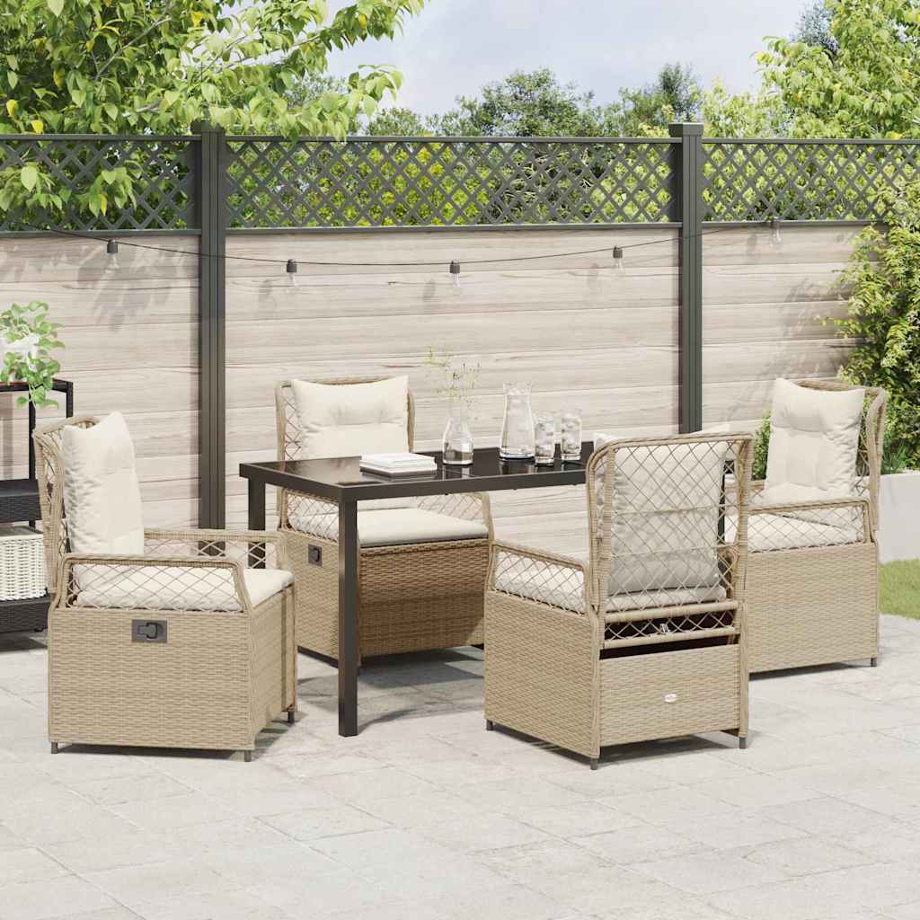 Set da Pranzo per Giardino 5 pcs Beige polyrattan - homemem39