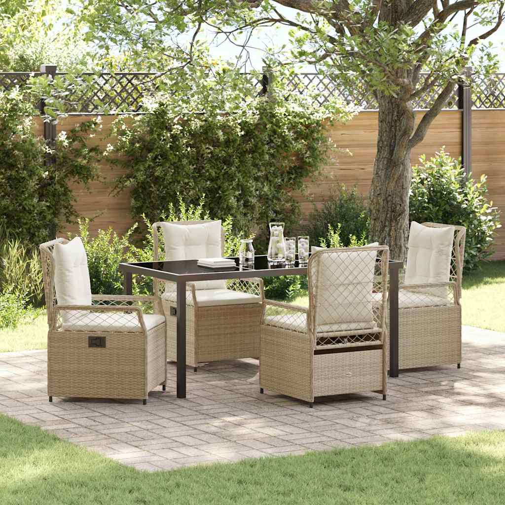 Set da Pranzo per Giardino 5 pcs Beige polyrattan - homemem39