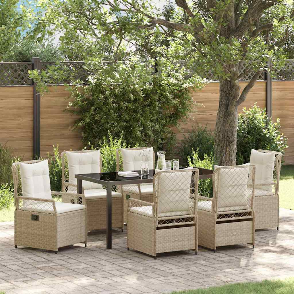 Set da Pranzo per Giardino 7 pcs Beige polyrattan - homemem39
