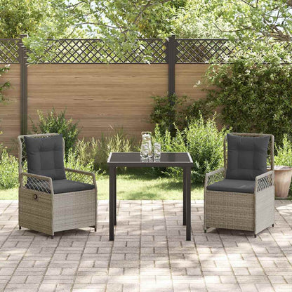 Set da Pranzo per Giardino 3 pcs Grigio chiaro polyrattan - homemem39