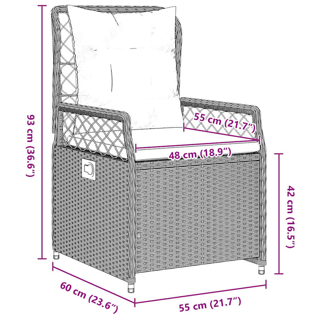 Set da Pranzo per Giardino 3 pcs Grigio chiaro polyrattan - homemem39