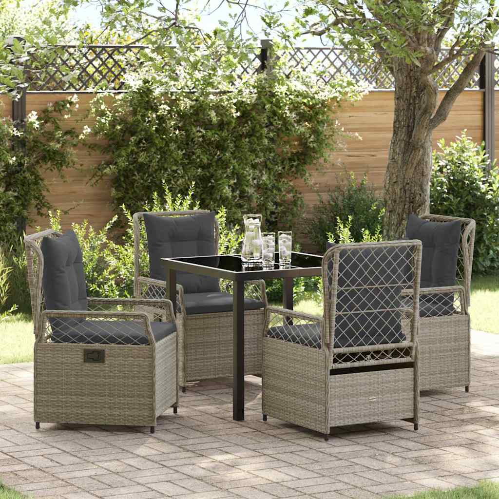 Set da Pranzo per Giardino 5 pcs Grigio chiaro polyrattan - homemem39