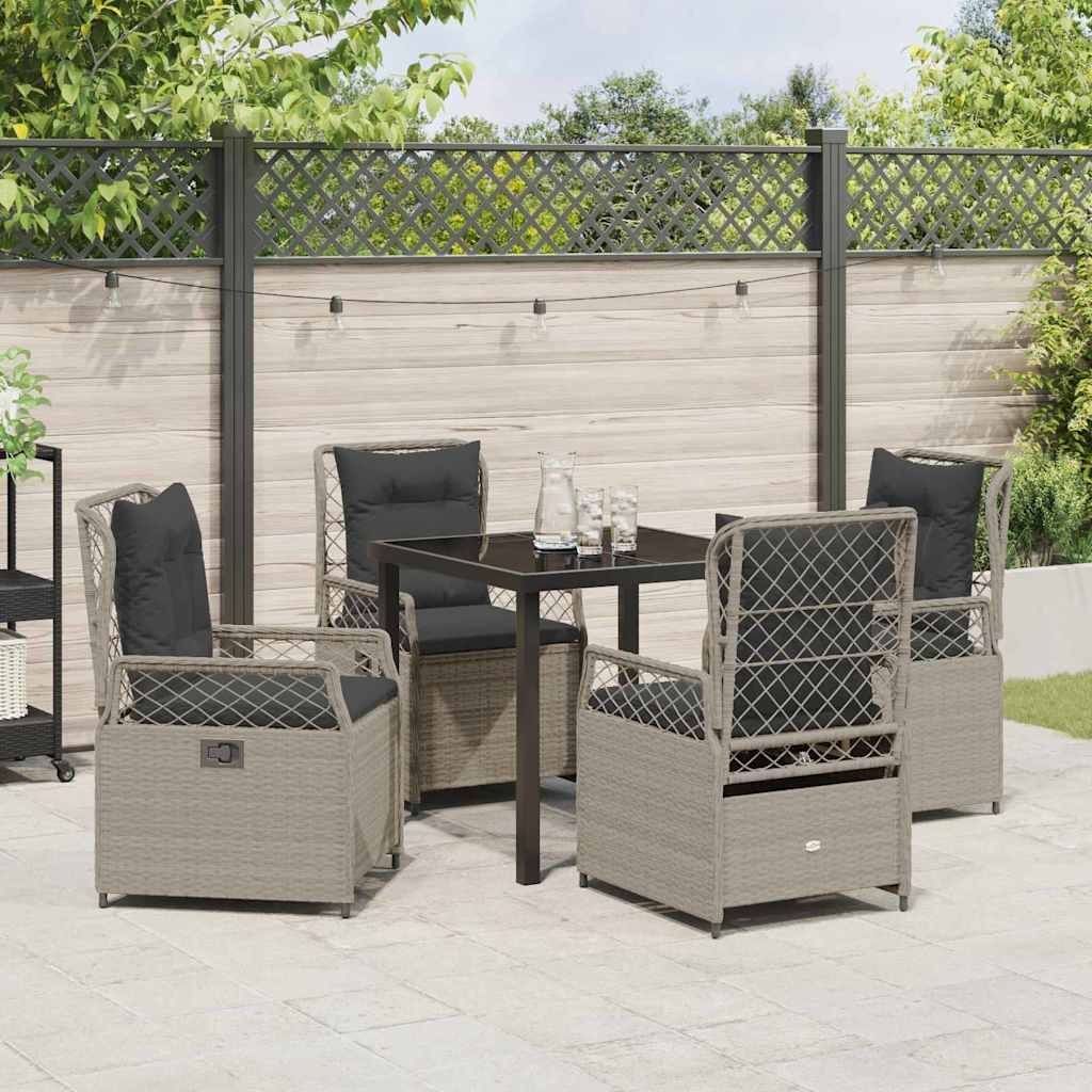 Set da Pranzo per Giardino 5 pcs Grigio chiaro polyrattan - homemem39