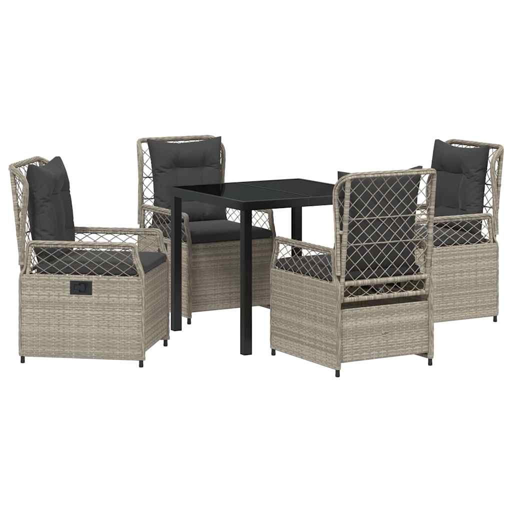 Set da Pranzo per Giardino 5 pcs Grigio chiaro polyrattan - homemem39