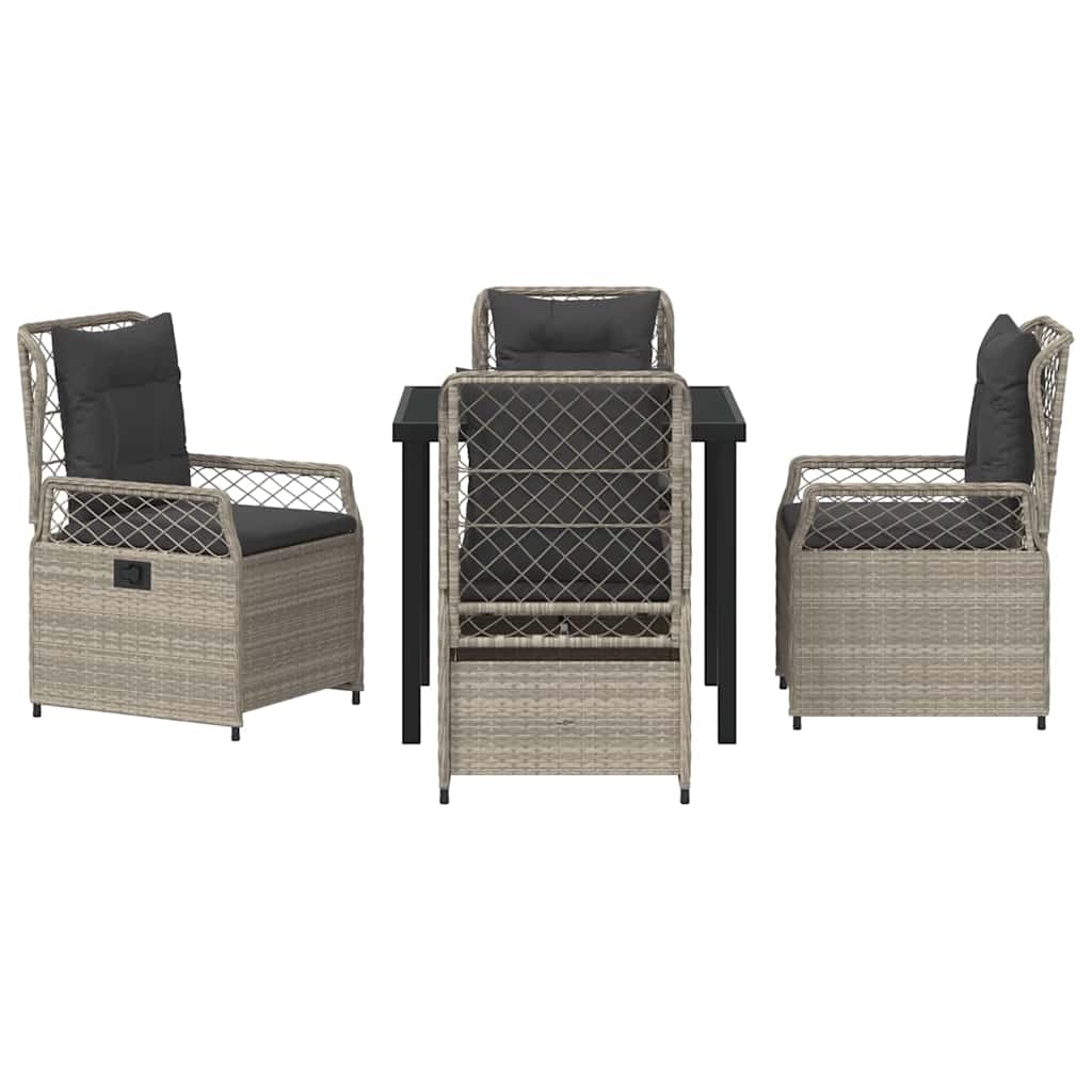 Set da Pranzo per Giardino 5 pcs Grigio chiaro polyrattan - homemem39