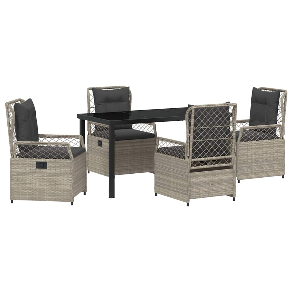 Set da Pranzo per Giardino 5 pcs Grigio chiaro polyrattan - homemem39