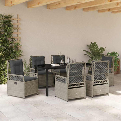 Set da Pranzo per Giardino 7 pcs Grigio chiaro polyrattan - homemem39