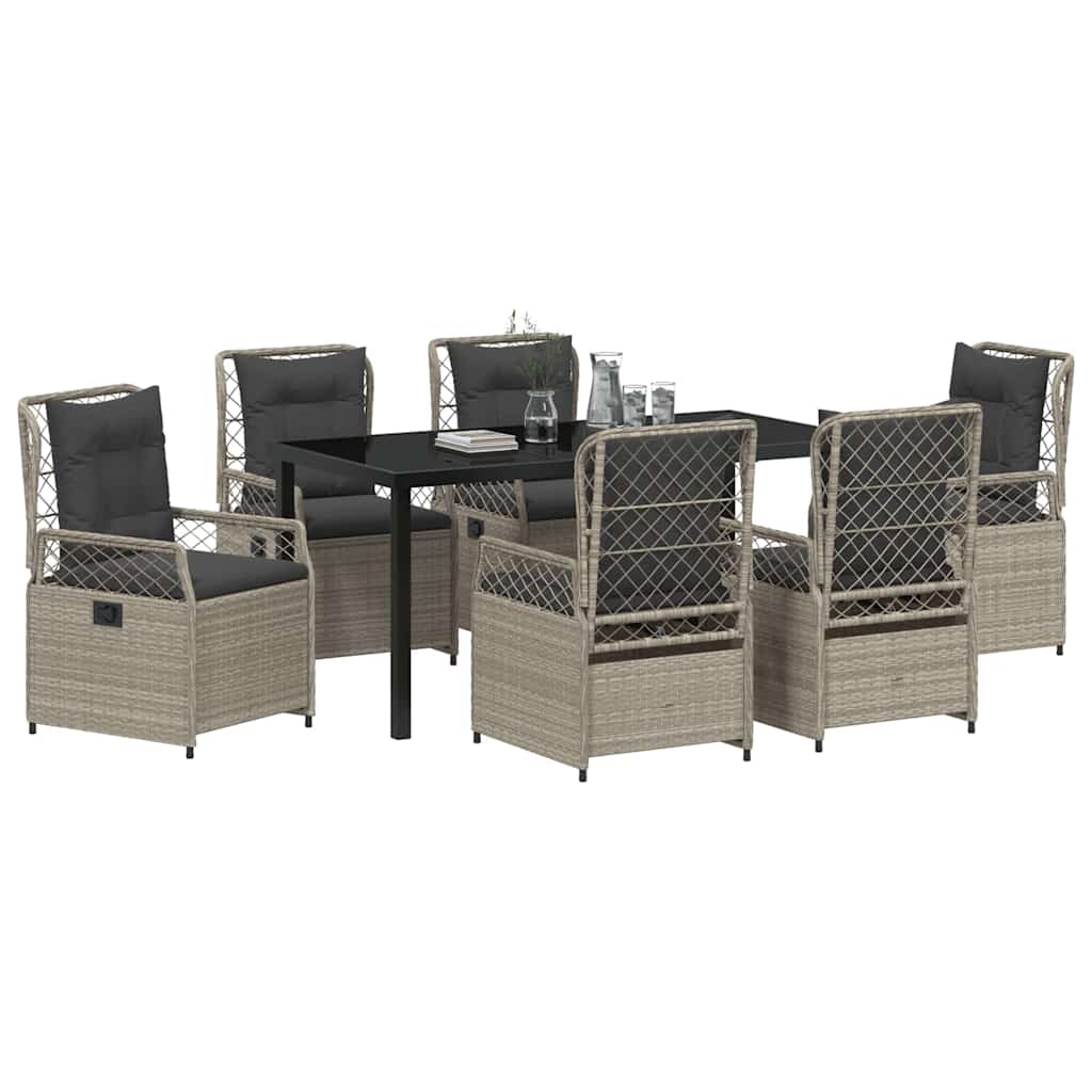 Set da Pranzo per Giardino 7 pcs Grigio chiaro polyrattan - homemem39