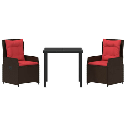 Set da Pranzo per Giardino 3 pcs Marrone Poly Rattan