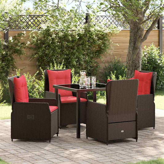 Set da Pranzo per Giardino 5 pcs Marrone Poly Rattan - homemem39