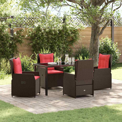 Set da Pranzo per Giardino 5 pcs Marrone Poly Rattan - homemem39
