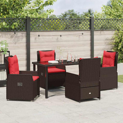 Set da Pranzo per Giardino 5 pcs Marrone Poly Rattan - homemem39