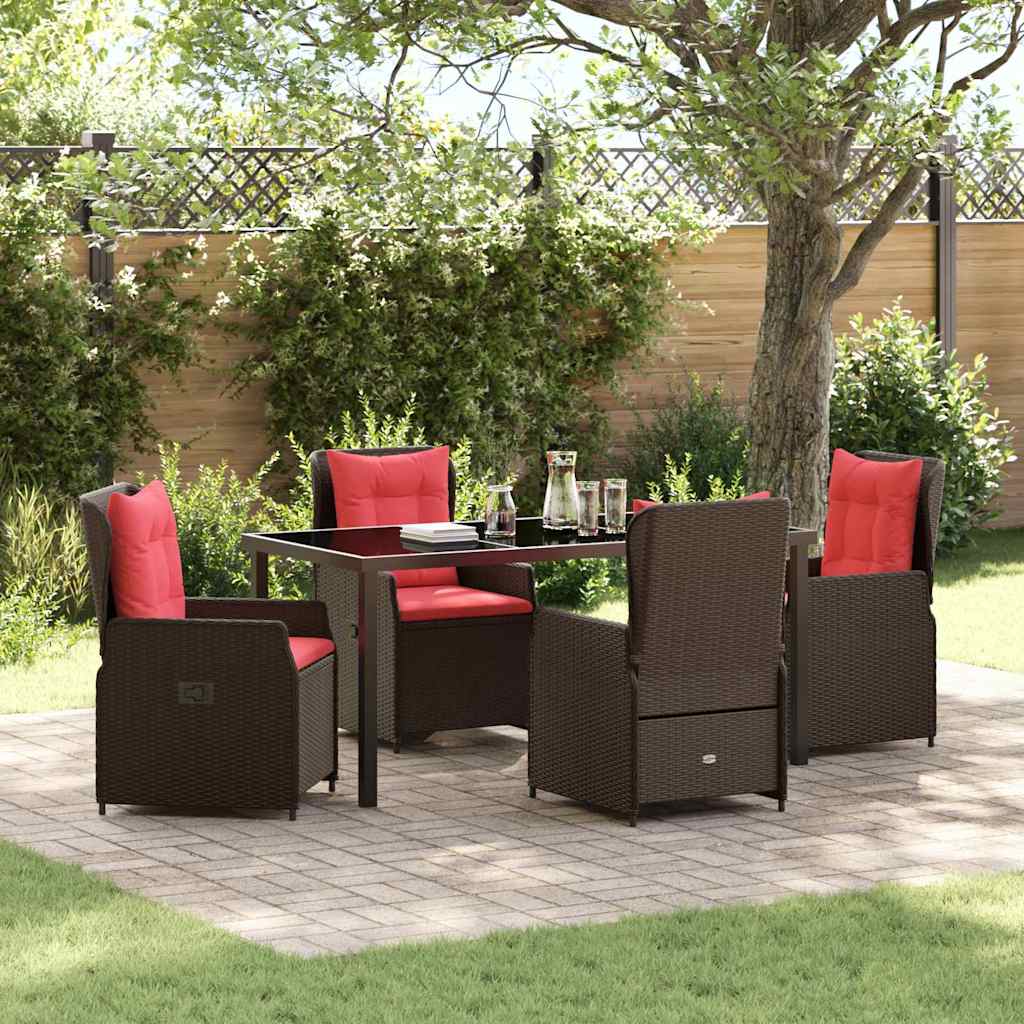 Set da Pranzo per Giardino 5 pcs Marrone Poly Rattan - homemem39