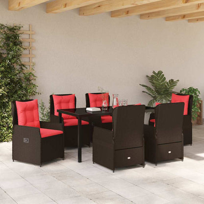 Set da Pranzo per Giardino 7 pcs Marrone Poly Rattan - homemem39