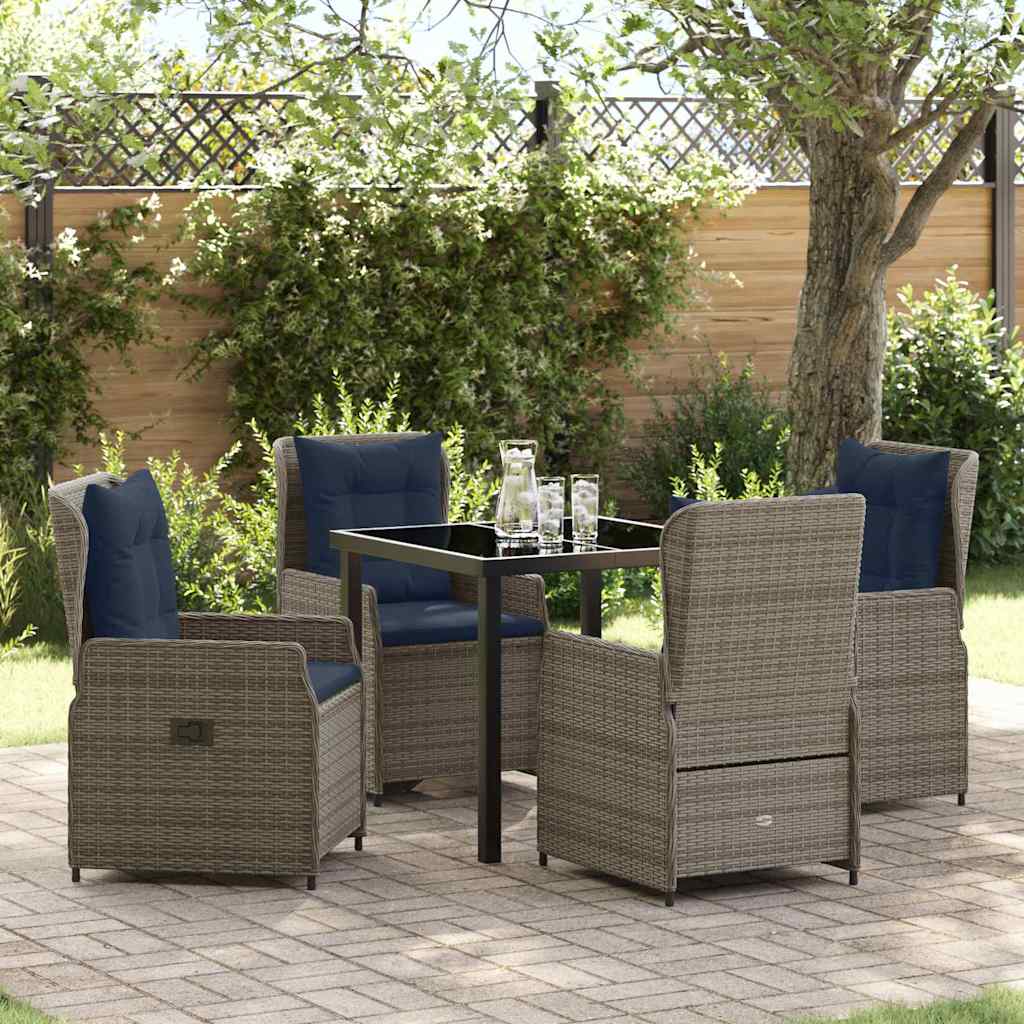 Set da Pranzo per Giardino 5 pcs Grigio Poly Rattan - homemem39