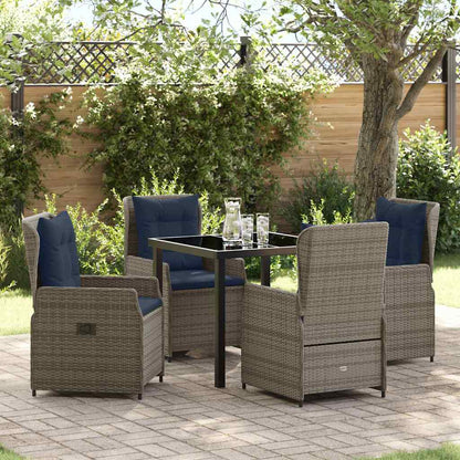 Set da Pranzo per Giardino 5 pcs Grigio Poly Rattan - homemem39
