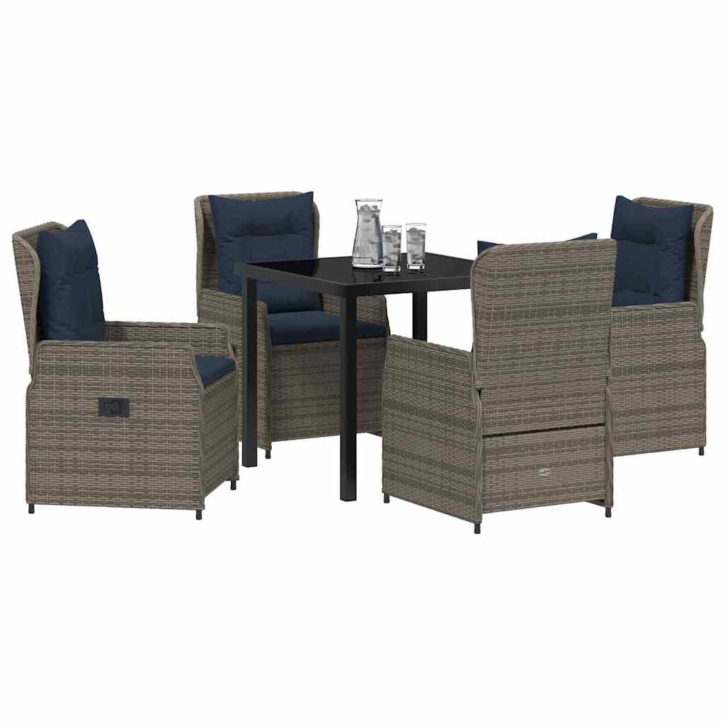 Set da Pranzo per Giardino 5 pcs Grigio Poly Rattan - homemem39