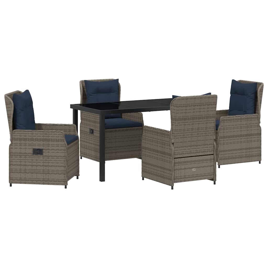 Set da Pranzo per Giardino 5 pcs Grigio Poly Rattan - homemem39