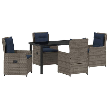 Set da Pranzo per Giardino 5 pcs Grigio Poly Rattan - homemem39