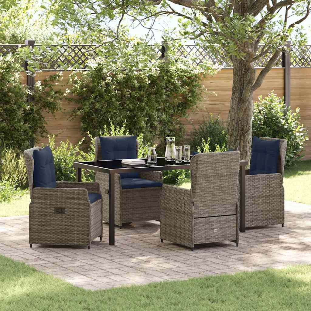 Set da Pranzo per Giardino 5 pcs Grigio Poly Rattan - homemem39