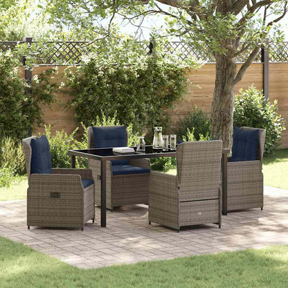 Set da Pranzo per Giardino 5 pcs Grigio Poly Rattan - homemem39