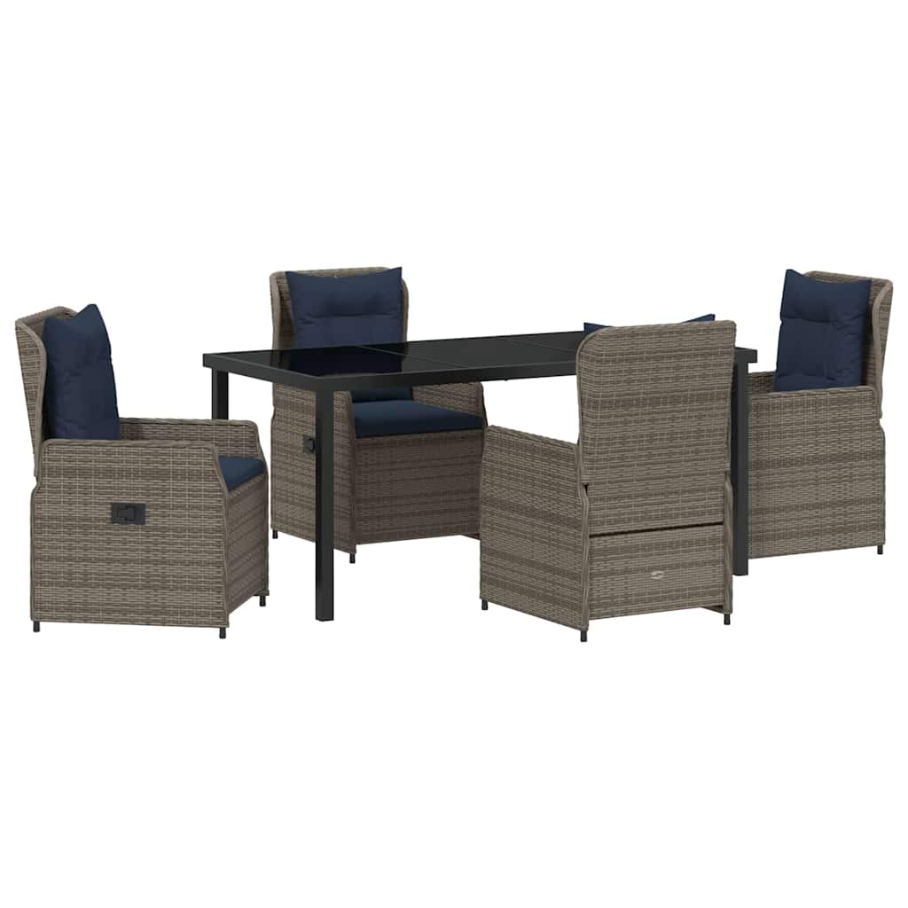 Set da Pranzo per Giardino 5 pcs Grigio Poly Rattan - homemem39