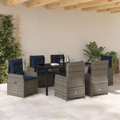 Set da Pranzo per Giardino 7 pcs Grigio Poly Rattan - homemem39