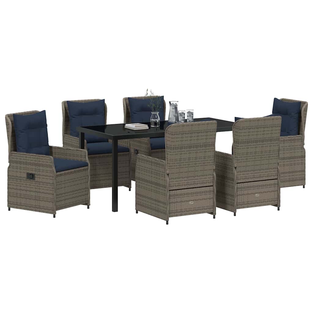 Set da Pranzo per Giardino 7 pcs Grigio Poly Rattan - homemem39