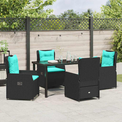 Set da Pranzo per Giardino 5 pcs Nero Poly Rattan - homemem39