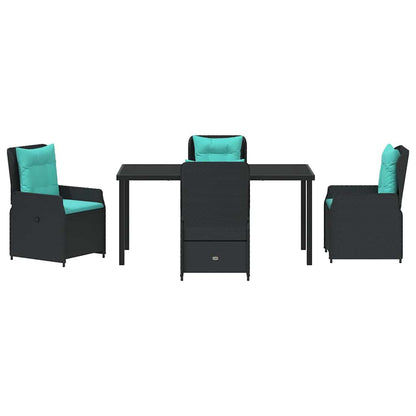 Set da Pranzo per Giardino 5 pcs Nero Poly Rattan - homemem39