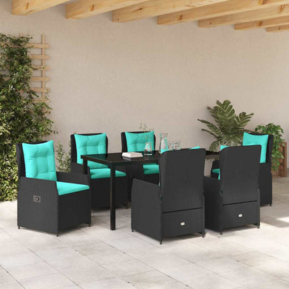 Set da Pranzo per Giardino 7 pcs Nero Poly Rattan - homemem39