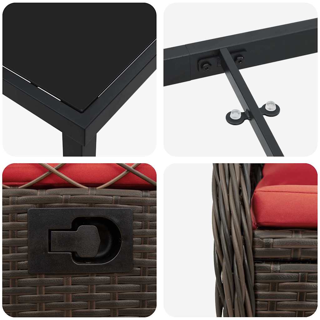 Set da Pranzo per Giardino 3 pcs Marrone polyrattan - homemem39