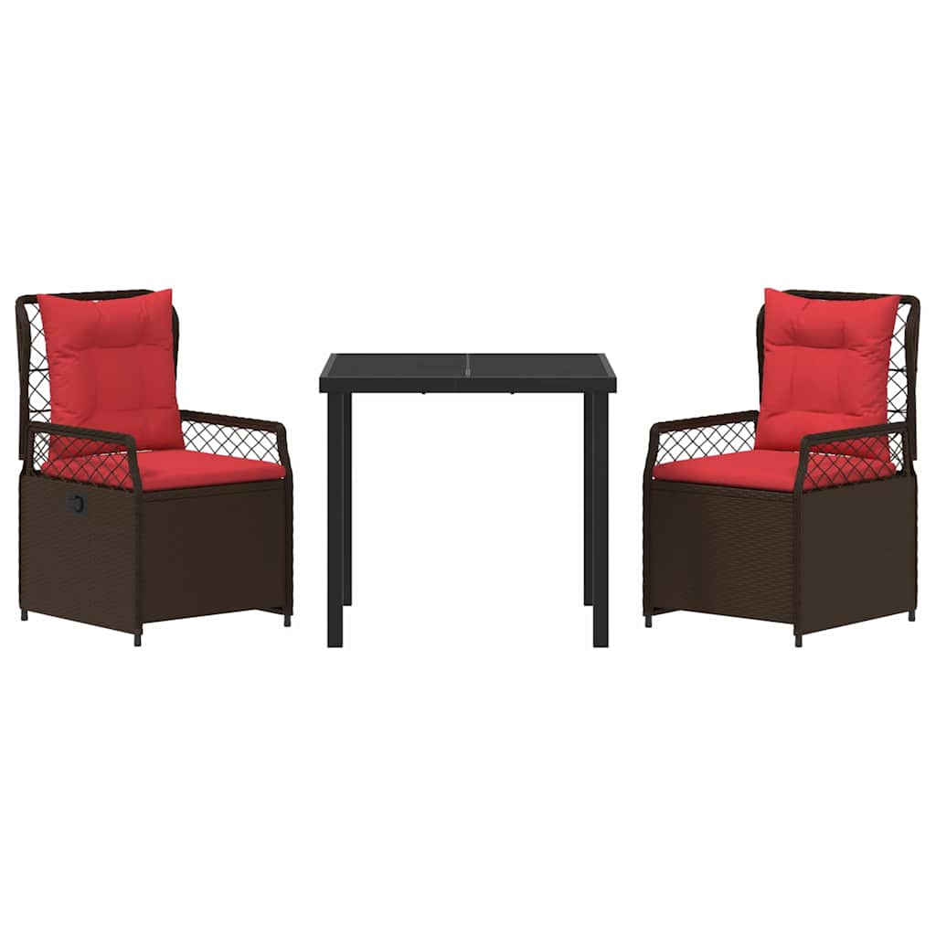 Set da Pranzo per Giardino 3 pcs Marrone polyrattan - homemem39