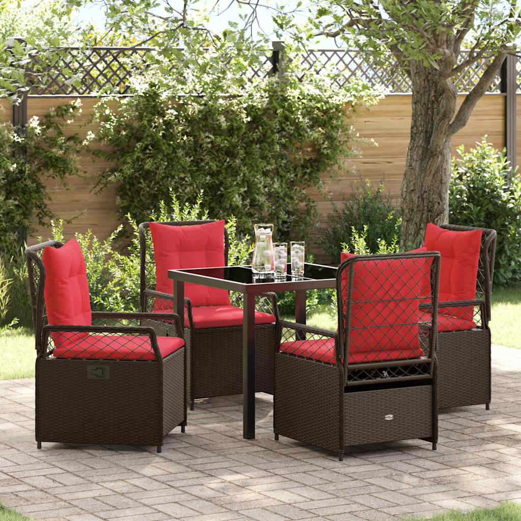 Set da Pranzo per Giardino 5 pcs Marrone polyrattan - homemem39