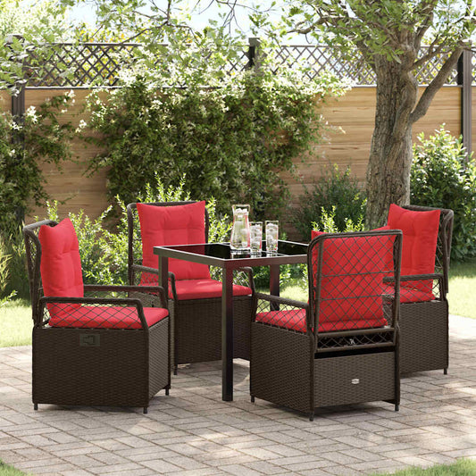 Set da Pranzo per Giardino 5 pcs Marrone polyrattan - homemem39