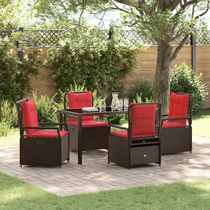 Set da Pranzo per Giardino 5 pcs Marrone polyrattan - homemem39
