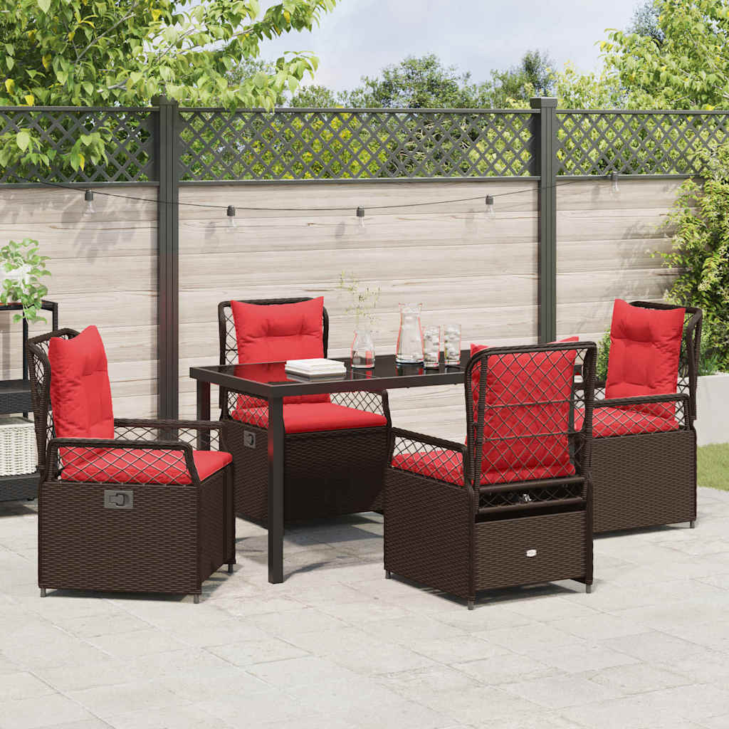 Set da Pranzo per Giardino 5 pcs Marrone polyrattan - homemem39