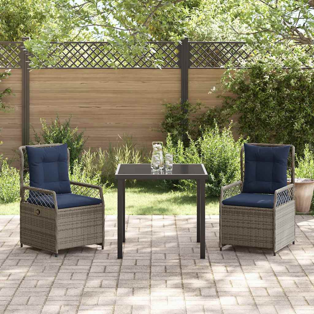 Set da Pranzo per Giardino 3 pcs Grigio polyrattan - homemem39