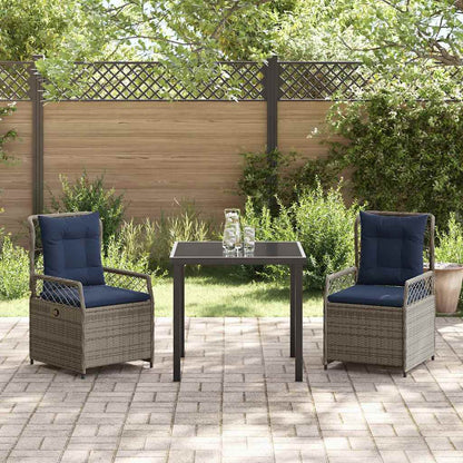 Set da Pranzo per Giardino 3 pcs Grigio polyrattan - homemem39
