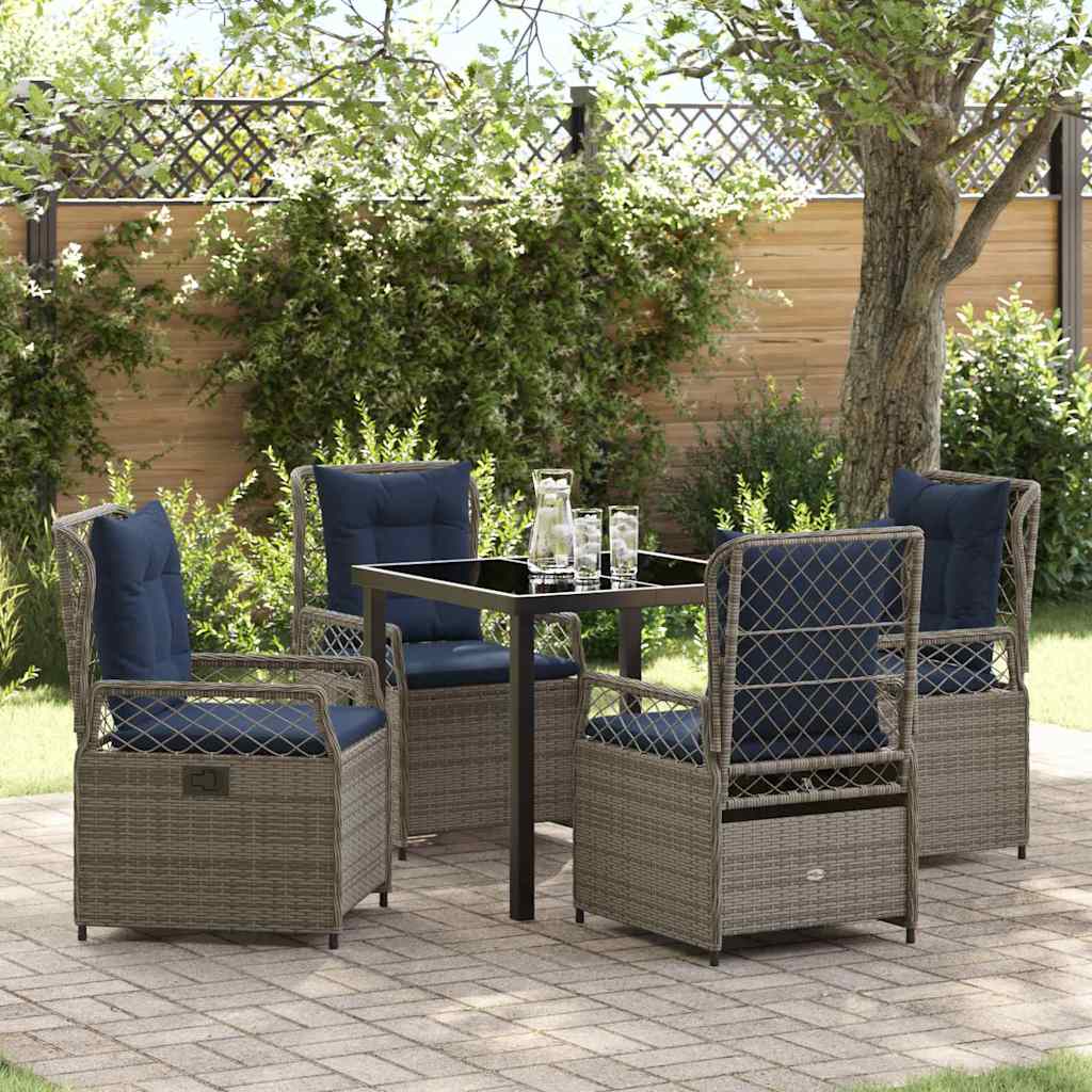 Set da Pranzo per Giardino 5 pcs Grigio polyrattan - homemem39