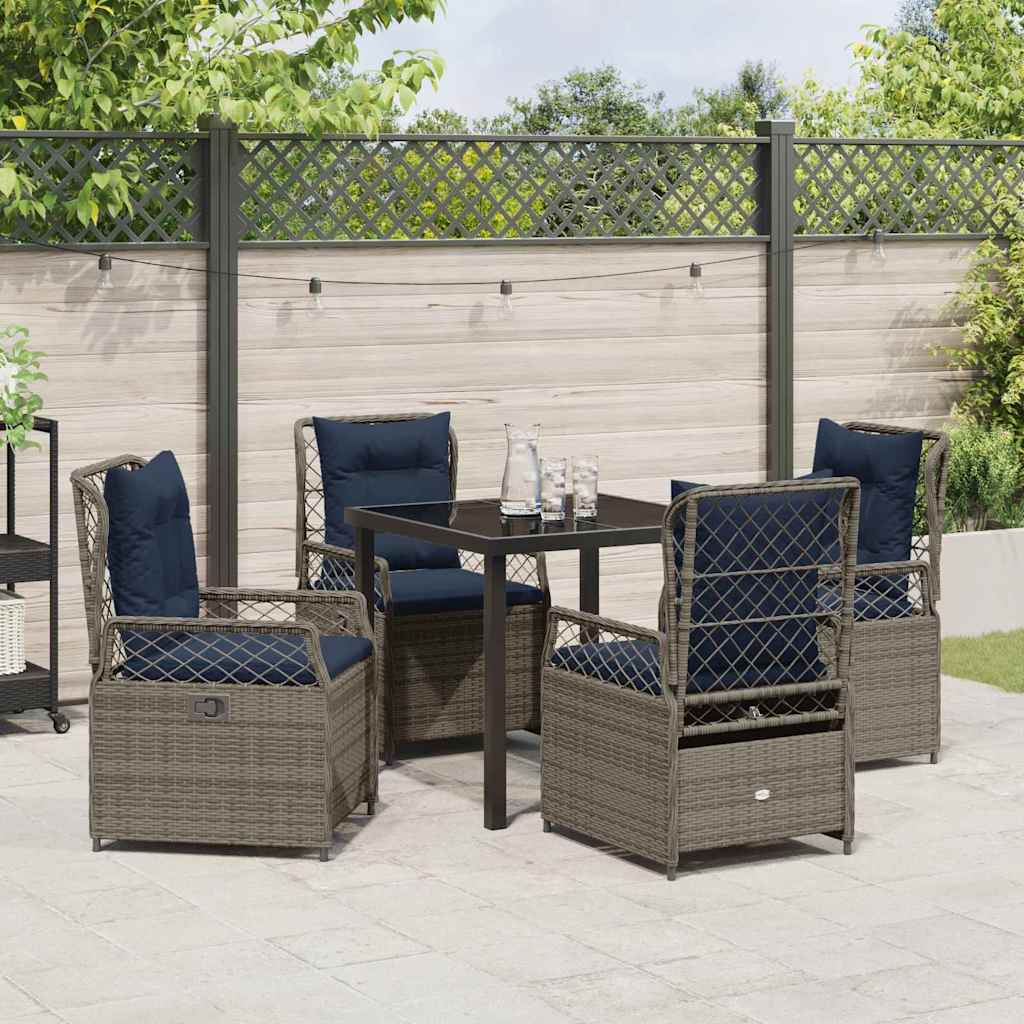 Set da Pranzo per Giardino 5 pcs Grigio polyrattan - homemem39