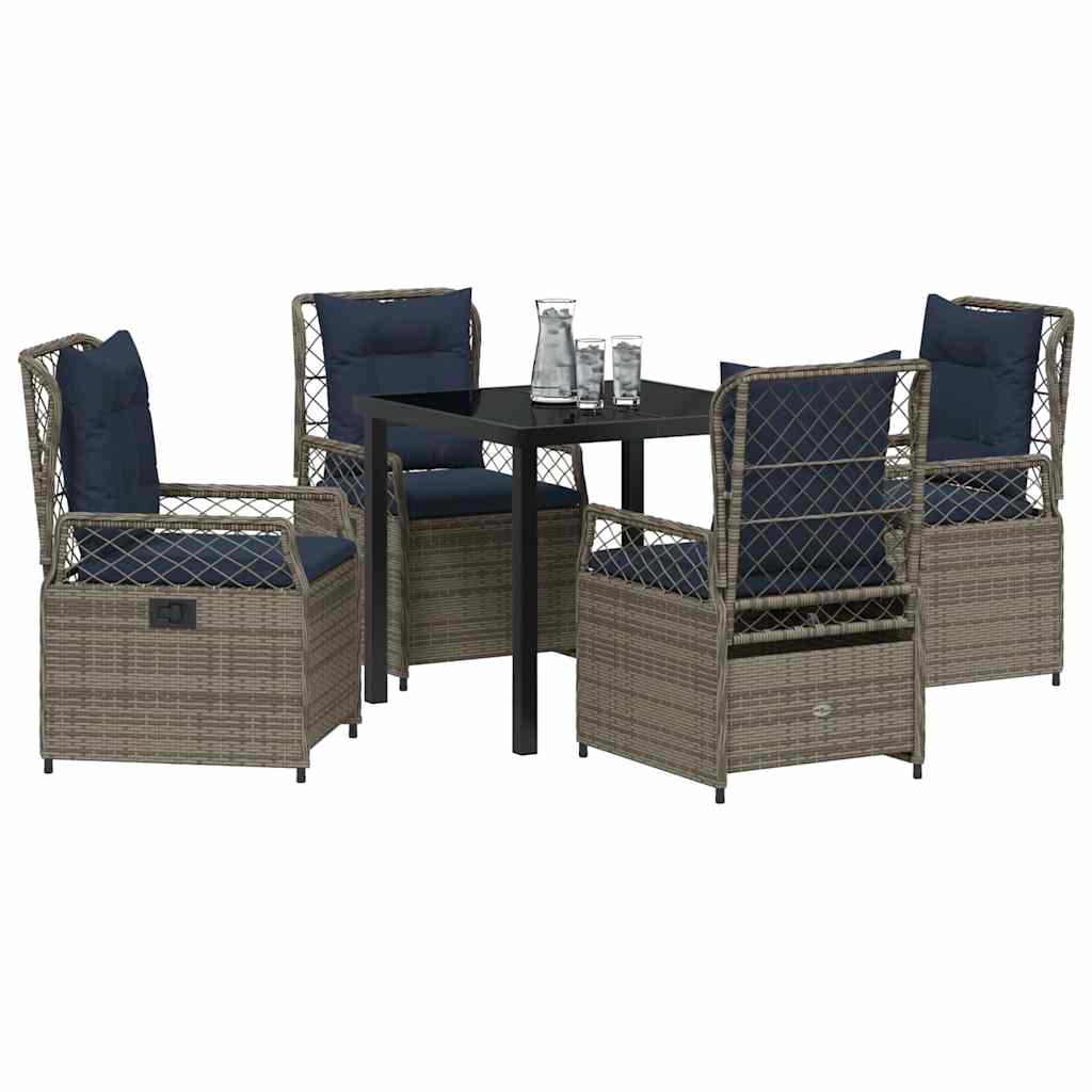 Set da Pranzo per Giardino 5 pcs Grigio polyrattan - homemem39
