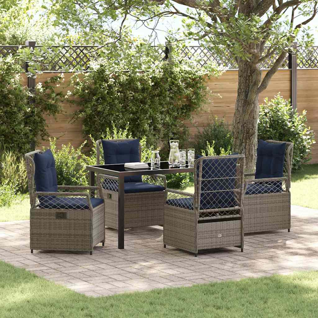 Set da Pranzo per Giardino 5 pcs Grigio polyrattan - homemem39