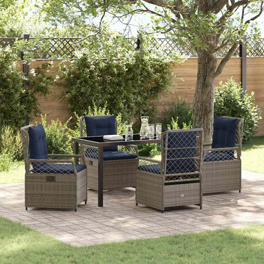 Set da Pranzo per Giardino 5 pcs Grigio polyrattan - homemem39